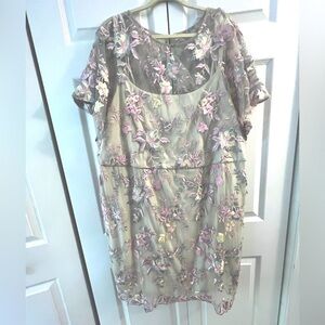 Embroidered overlay dress